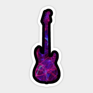 Pink Flame Guitar Silhouette on Black Sticker